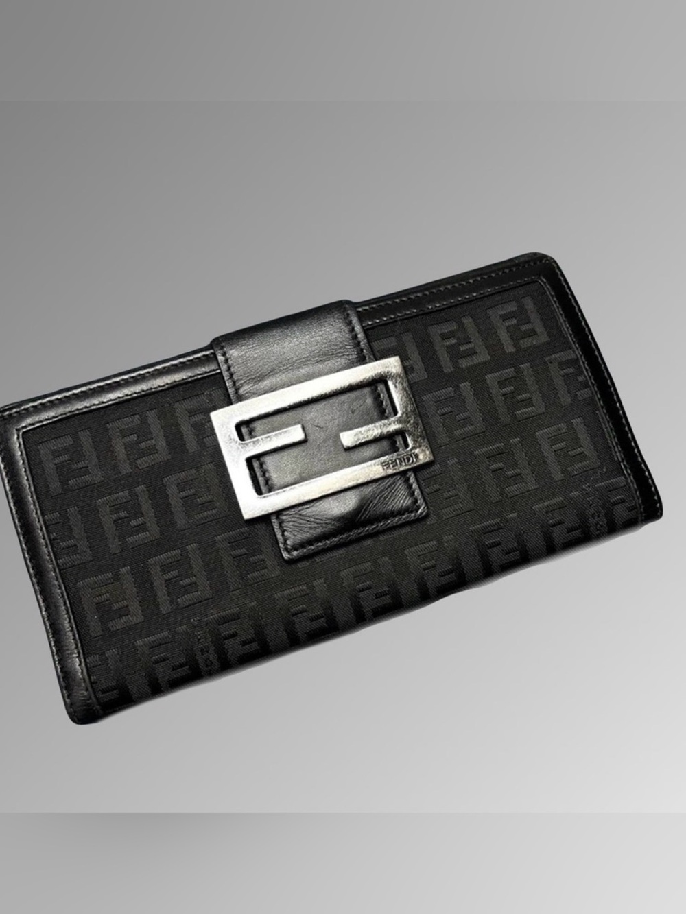 Fendi Authentic Zucchino Monogram Canvas/Leather Black Wallet